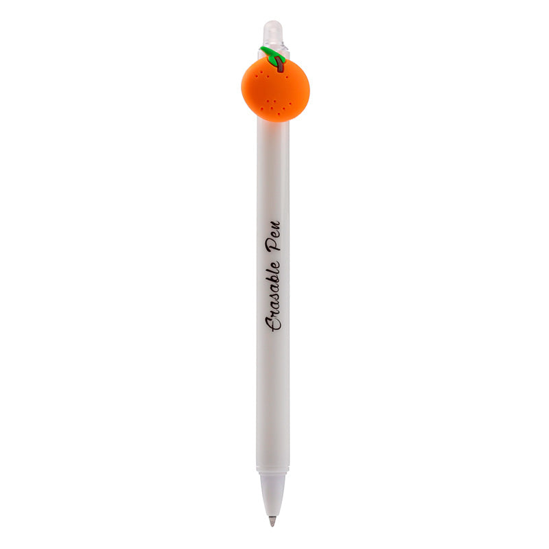 Erasable pen featuring a fruit PVC topper