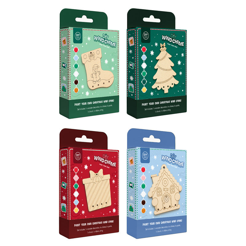 DIY Wooden Wind Chime Kit with Paints and Brush