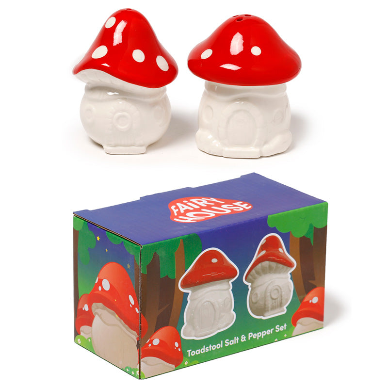 Fairy Toadstool House Salt & Pepper Set Display