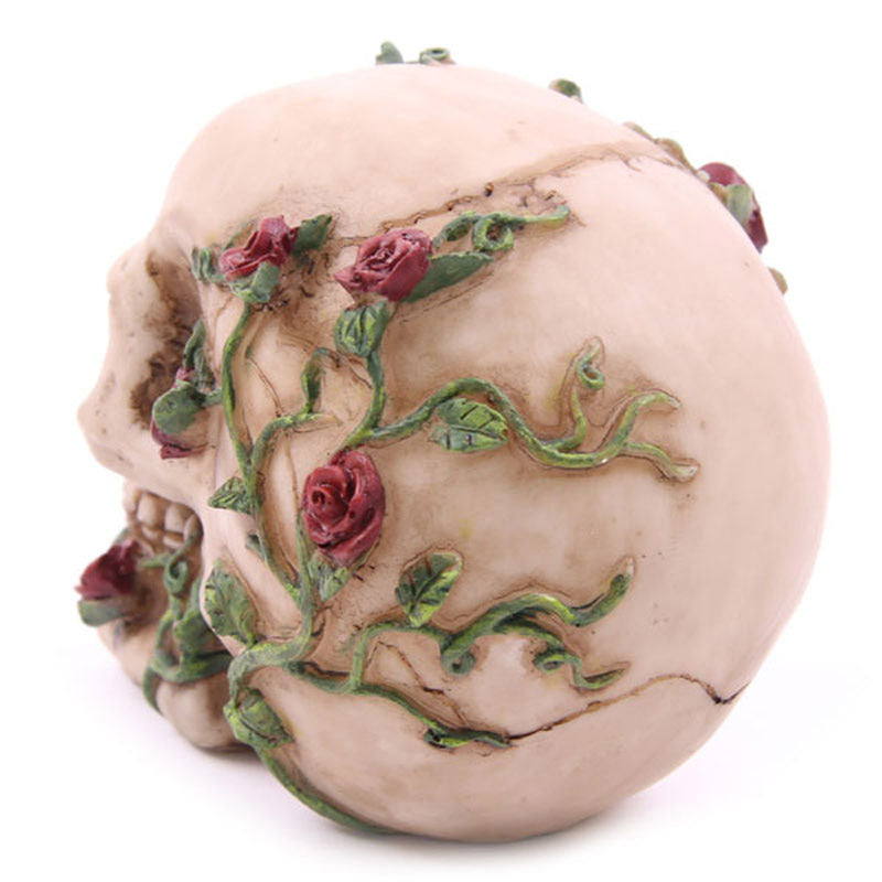 Decorative Fantasy Skull Head with Roses on display
