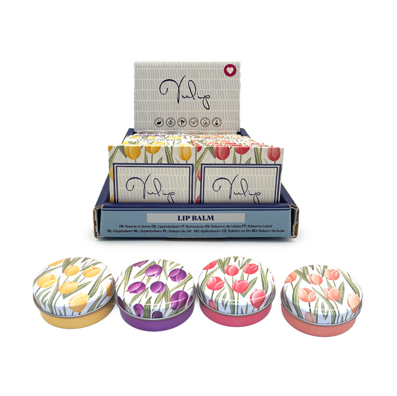 Tulip Lip Balm in a decorative tin
