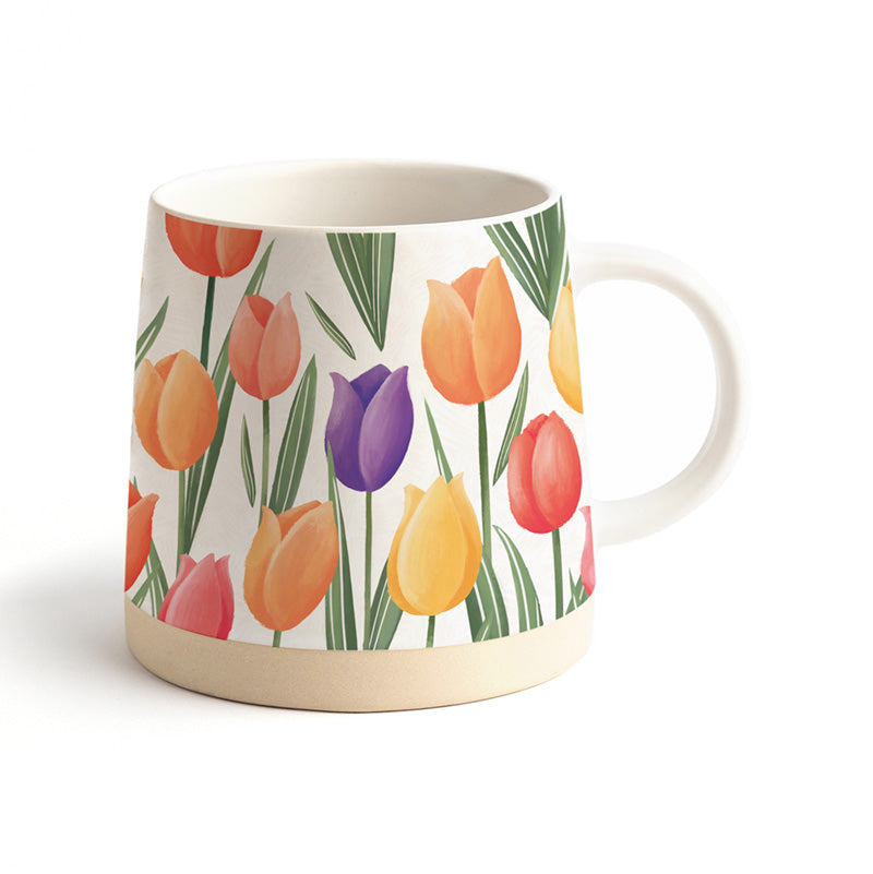 Charming Stoneware Mug featuring tulip design