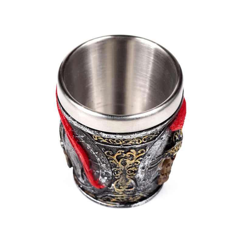 Roman soldier shot glass in a decorative setting