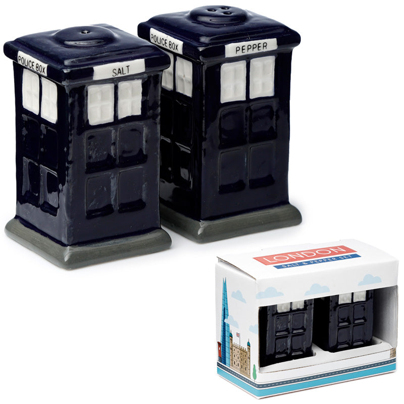 Ceramic Police Box Salt & Pepper Set with artistic design