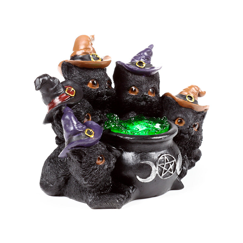 Witches LED Cat - Bubbling Cauldron with warm glow