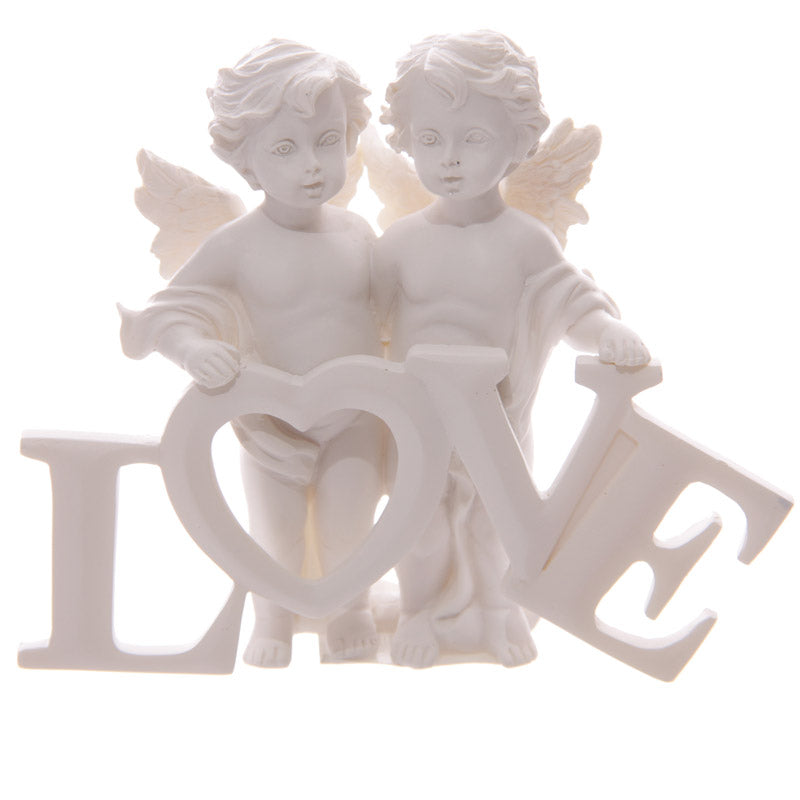 Whimsical cherub couple decorative piece