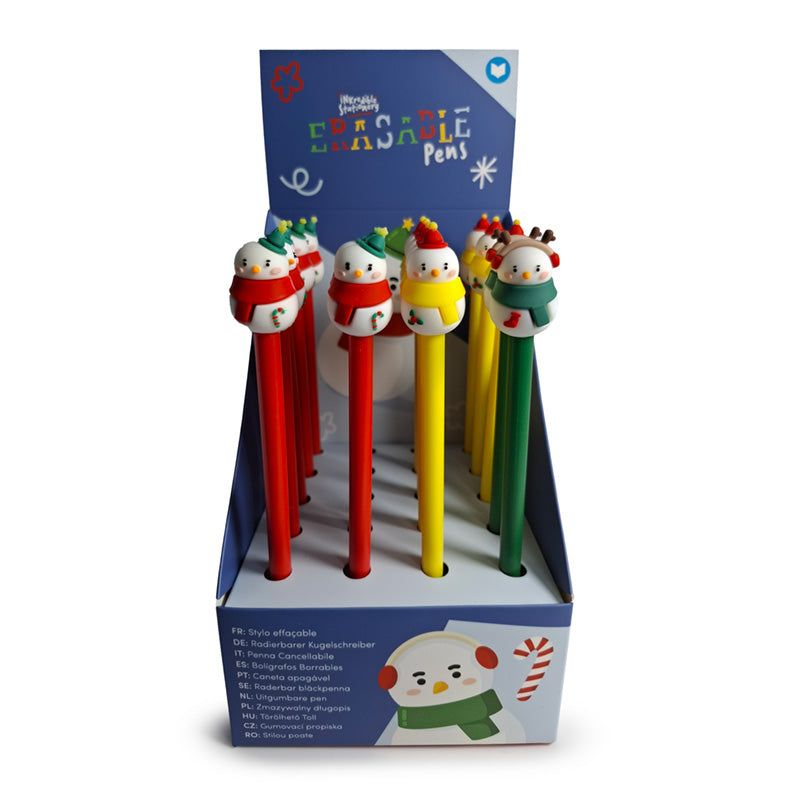 Christmas Snowman Erasable Pen with PVC Topper