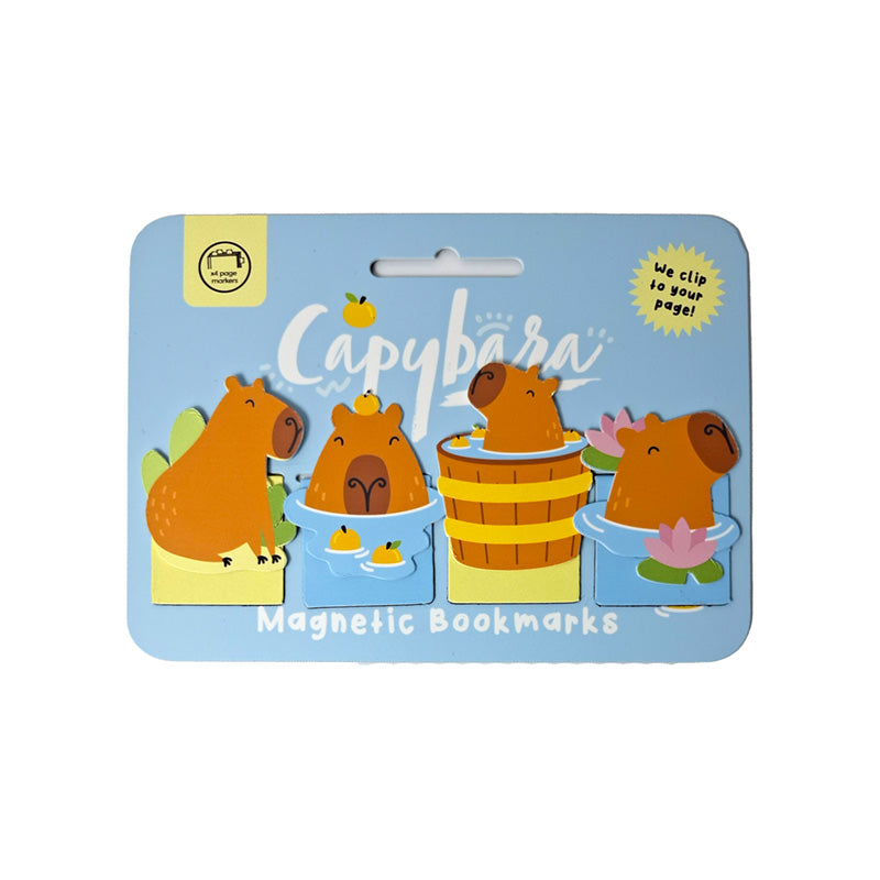 Close-up of Capybara Magnetic Bookmark Set showcasing vibrant art