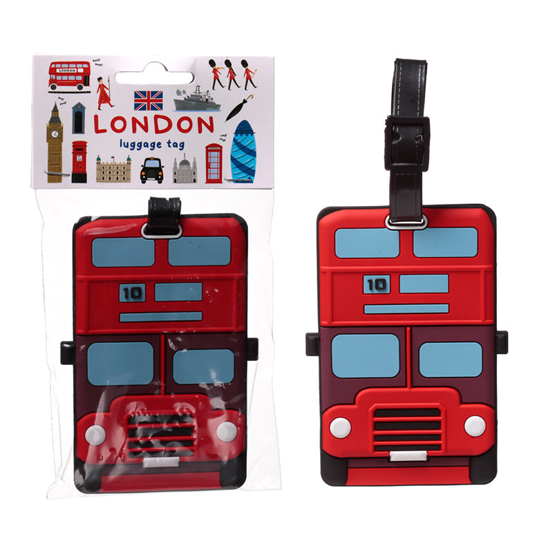 London Bus PVC Luggage Tag - Lifestyle Image