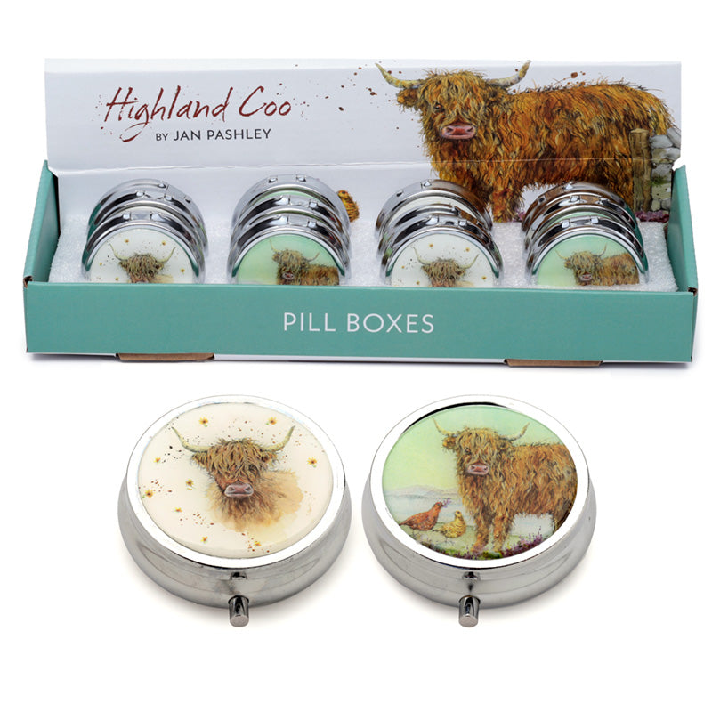 Jan Pashley Highland Coo Pill Box lifestyle display