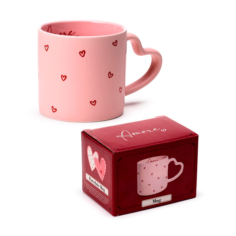 Amore Heart Shaped Handle Mug with a heart-shaped handle