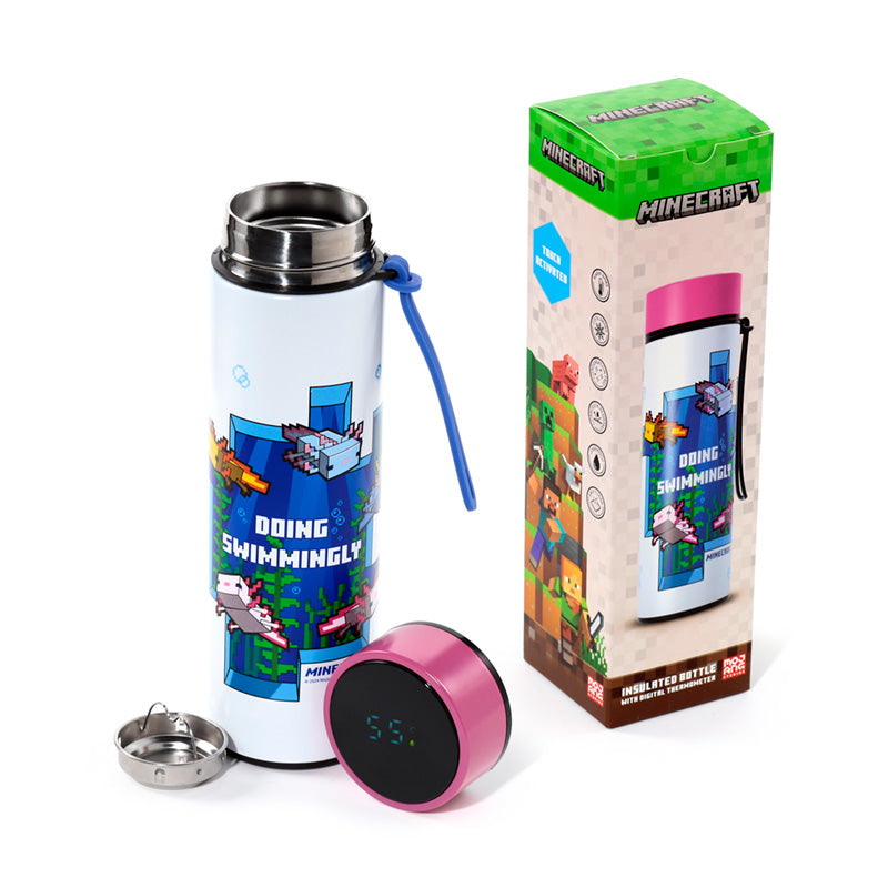 Minecraft Axolotl Insulated Drinks Bottle in use