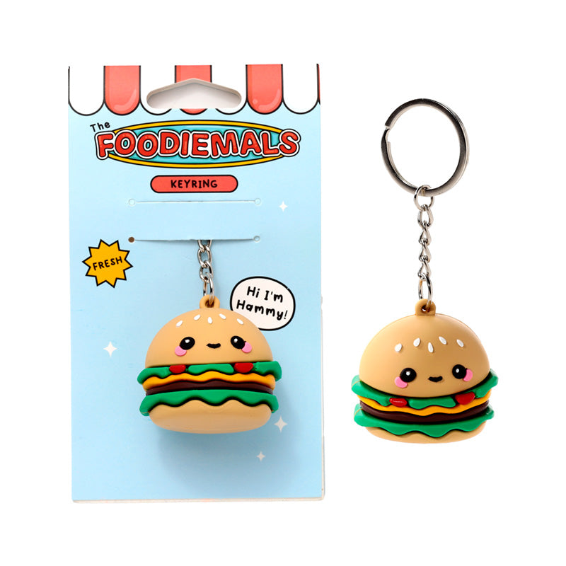 3D PVC Keyring - Foodiemals Hammy the Burger in a gift box