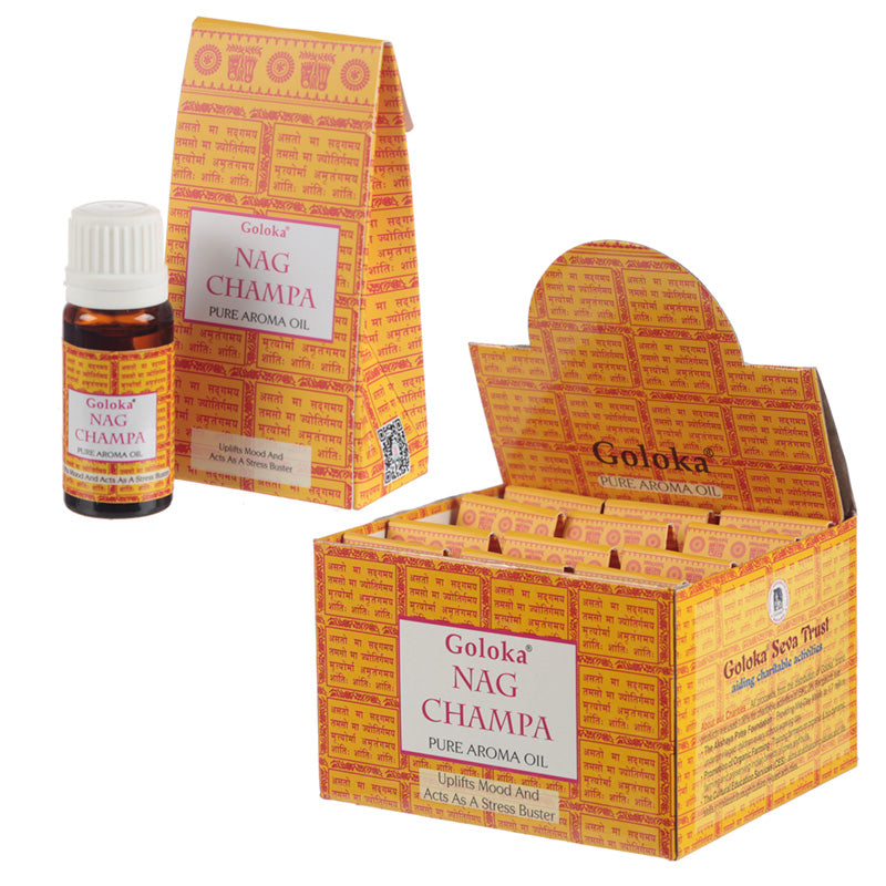 Goloka Nag Champa Aroma Oils Display