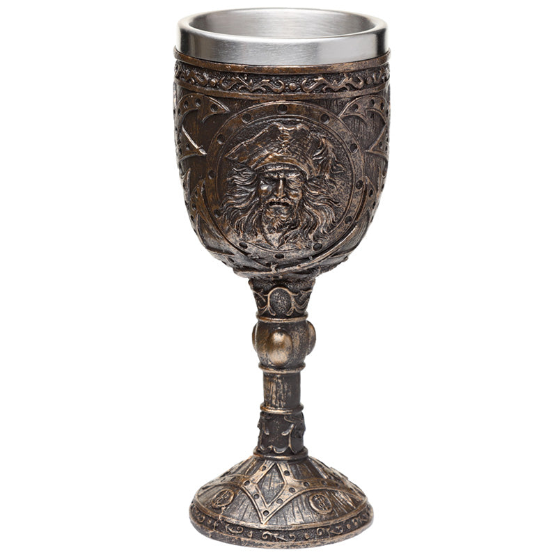 Brushed Gold Wood Effect Goblet for Themed Decor