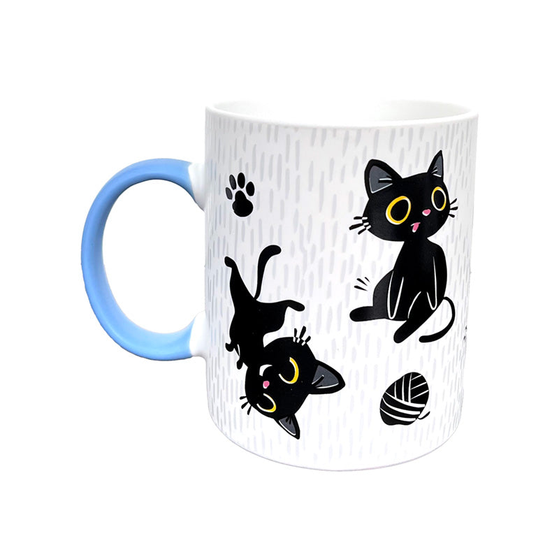 Lucky the Black Cat Porcelain Mug with whimsical design