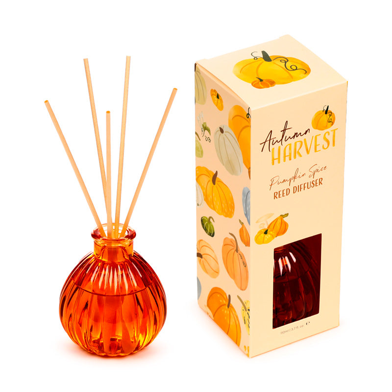 Autumn Harvest Pumpkin Reed Diffuser in a cozy living room