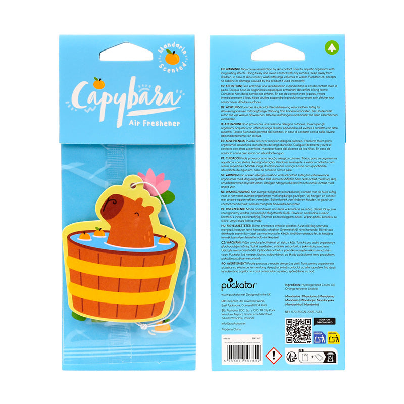 Mandarin Scented Capybara Air Freshener Displayed on a Shelf