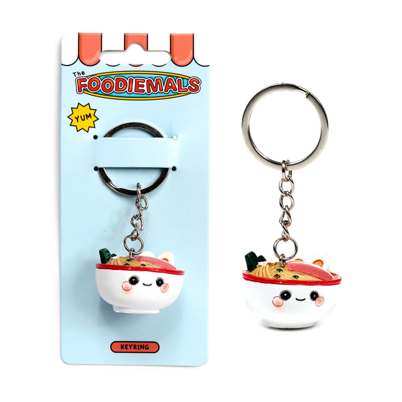 Foodiemals Nori the Ramen Novelty Keyring - displayed with other collectibles