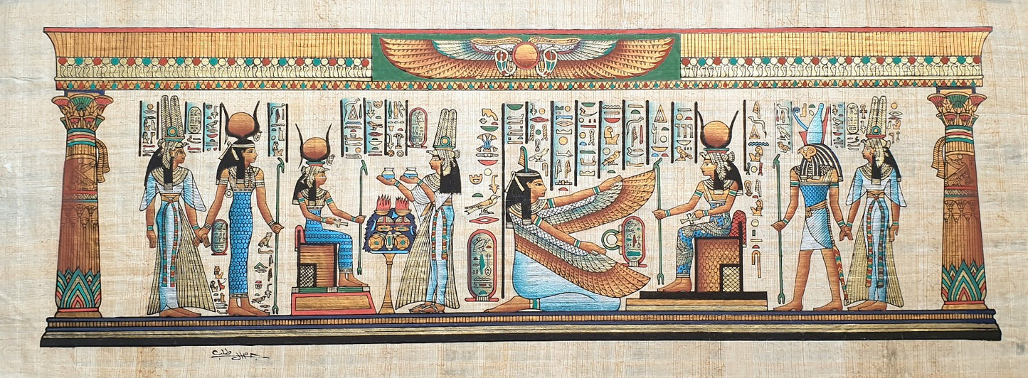 Egyptian Papyrus Painting depicting the goddess Isis