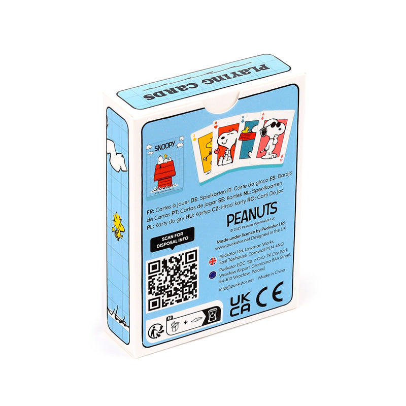 Peanuts playing cards collection on display