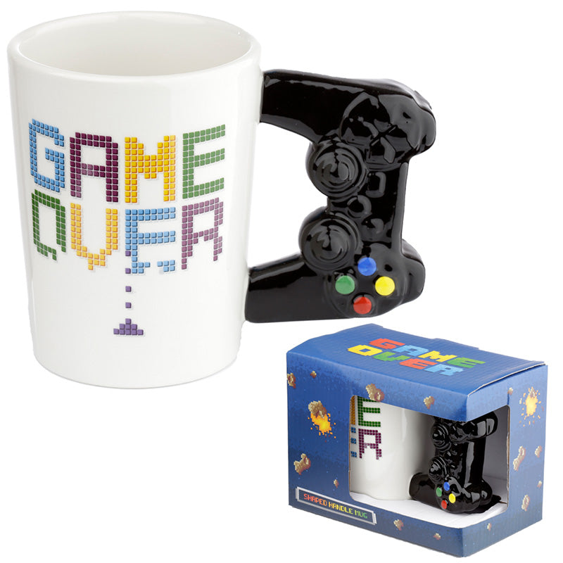 Giftable collectible mug shaped like a game controller
