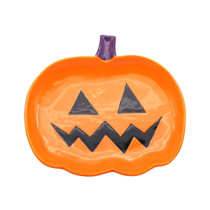 Spooky Pumpkin Ceramic Dish for Halloween Decor