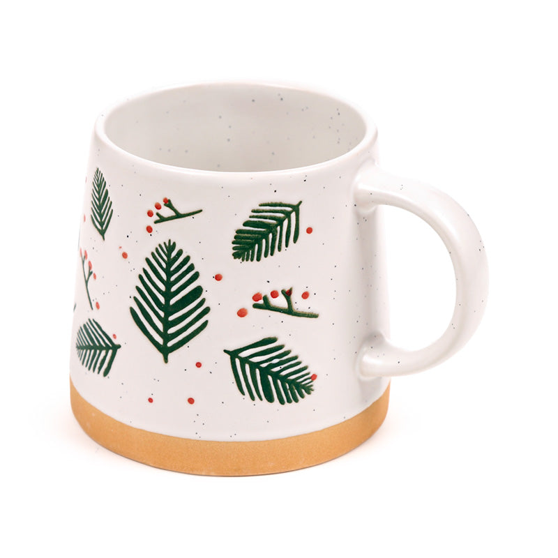 Giftable Stoneware Mug with Pine Design
