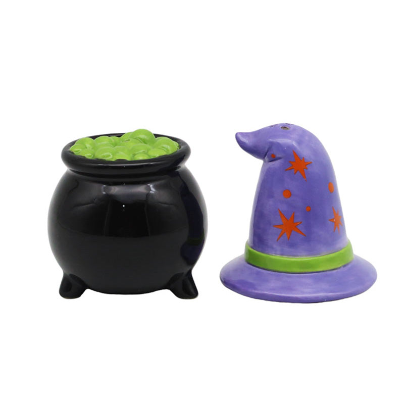 Ceramic Salt & Pepper Set - Witches Hat & Cauldron