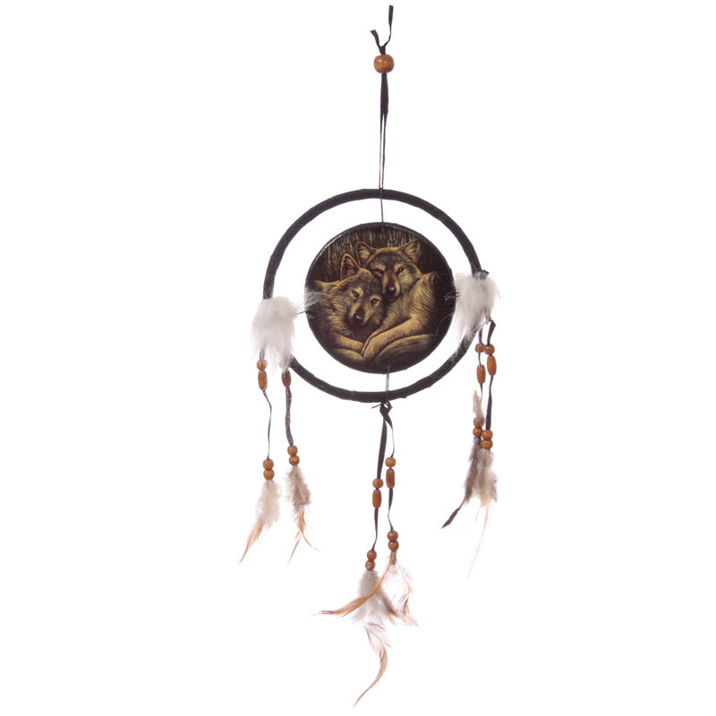 Small Dreamcatcher with Lisa Parker's Loyal Companion Wolf design