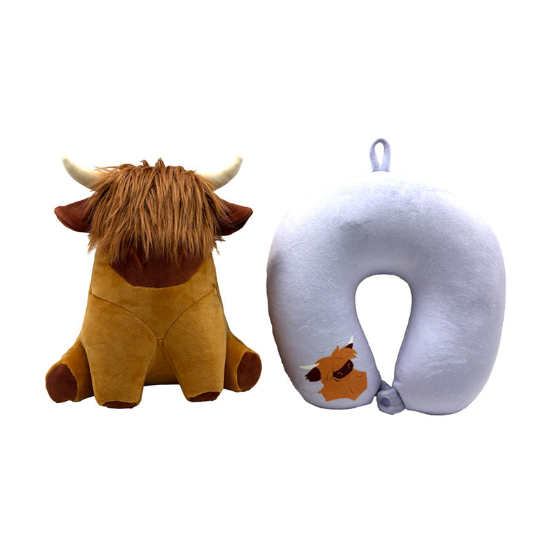 Hairy Coos Highland Coo 2-in-1 Travel Pillow and Plush Toy