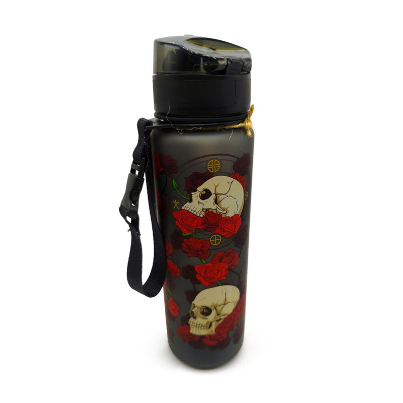 600ml Shatterproof Pop Top Water Bottle with Skulls & Roses design