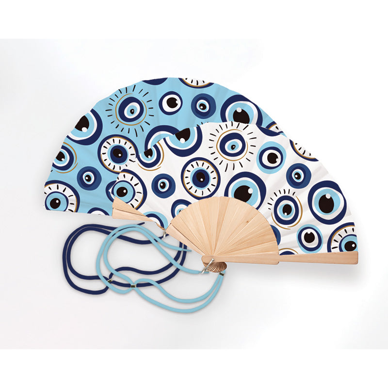 Folding Hand Fan with Evil Eye Design