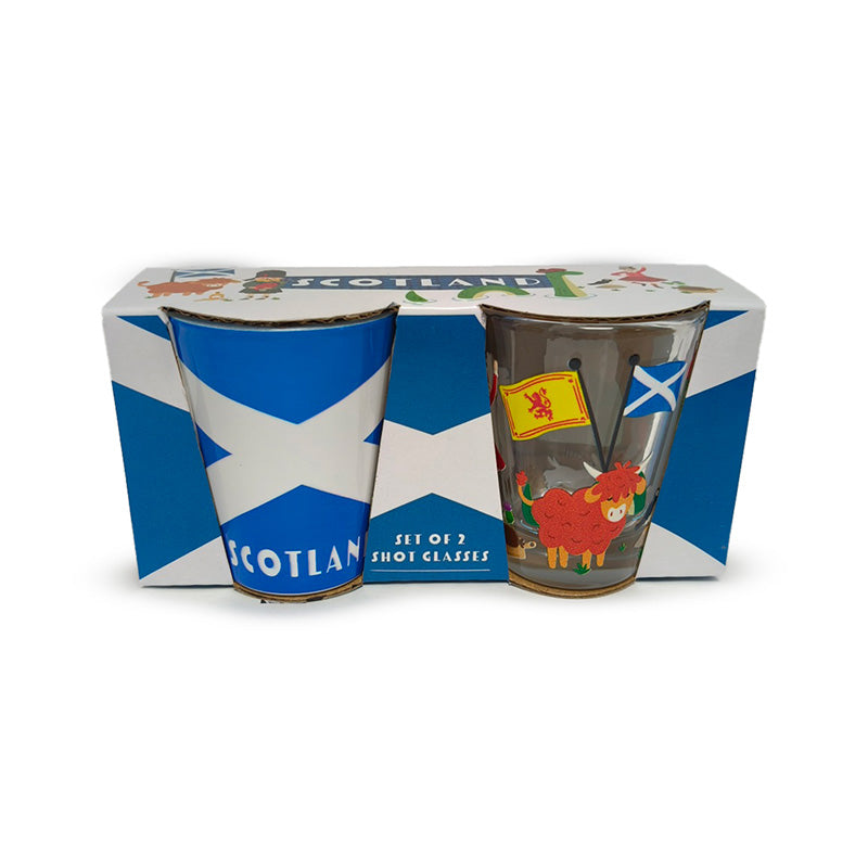 Scotland Souvenir Shot Glass Set of 2 with Scottish motifs