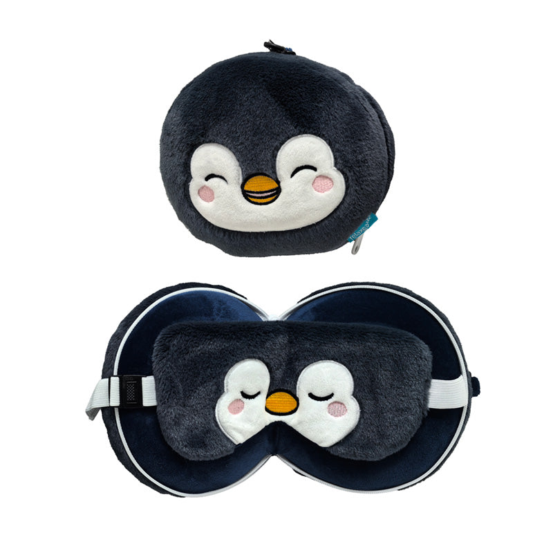 Relaxeazzz Travel Pillow and Eye Mask featuring Nico the Penguin