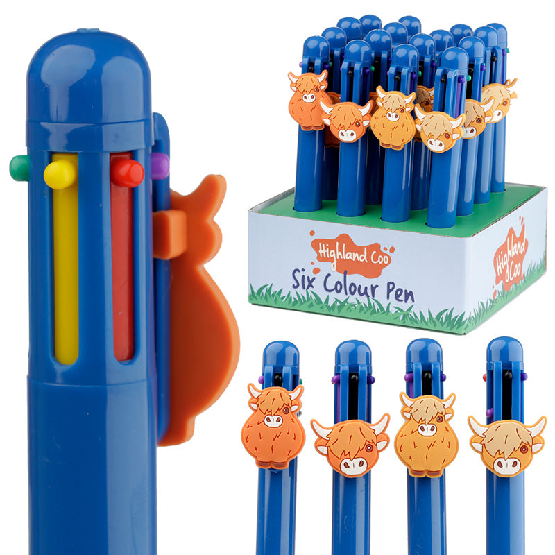 Gift packaging of Highland Coo Cow Multi-Colour Pen