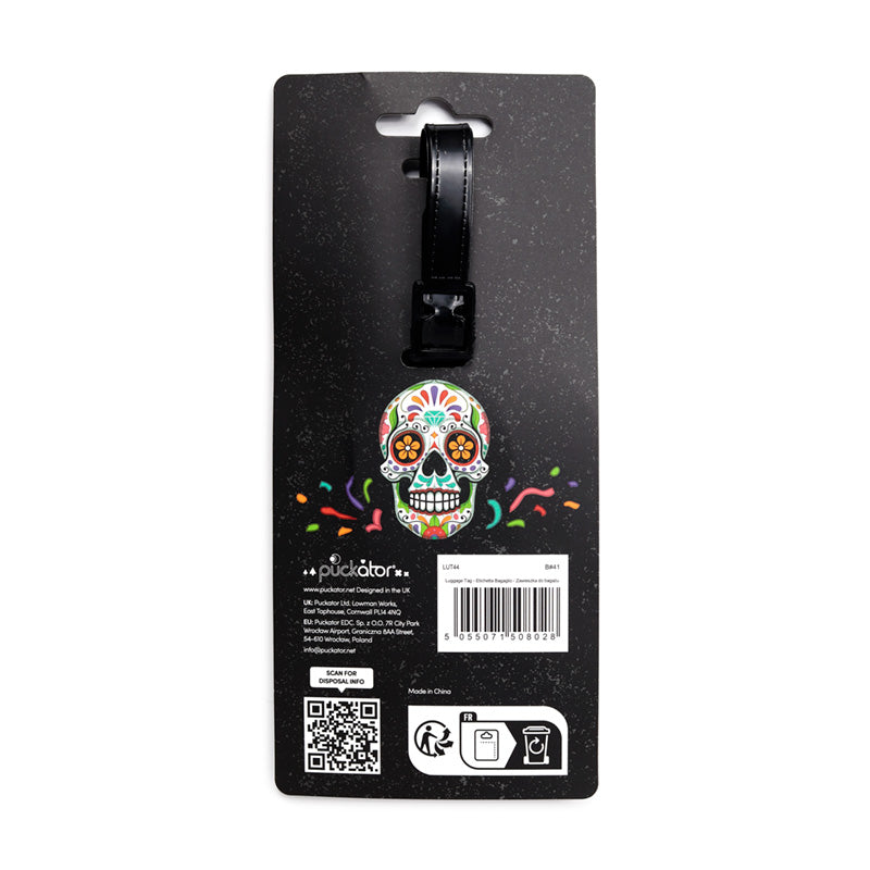 Unique Day of the Dead luggage tag with colourful design