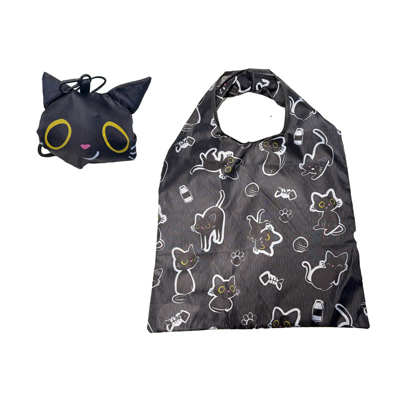 Handy Foldable Shopping Bag featuring Lucky the Black Cat design