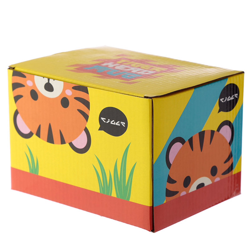 Adoramals Tiger Ceramic Shaped Head Mug - Displayed on a Table