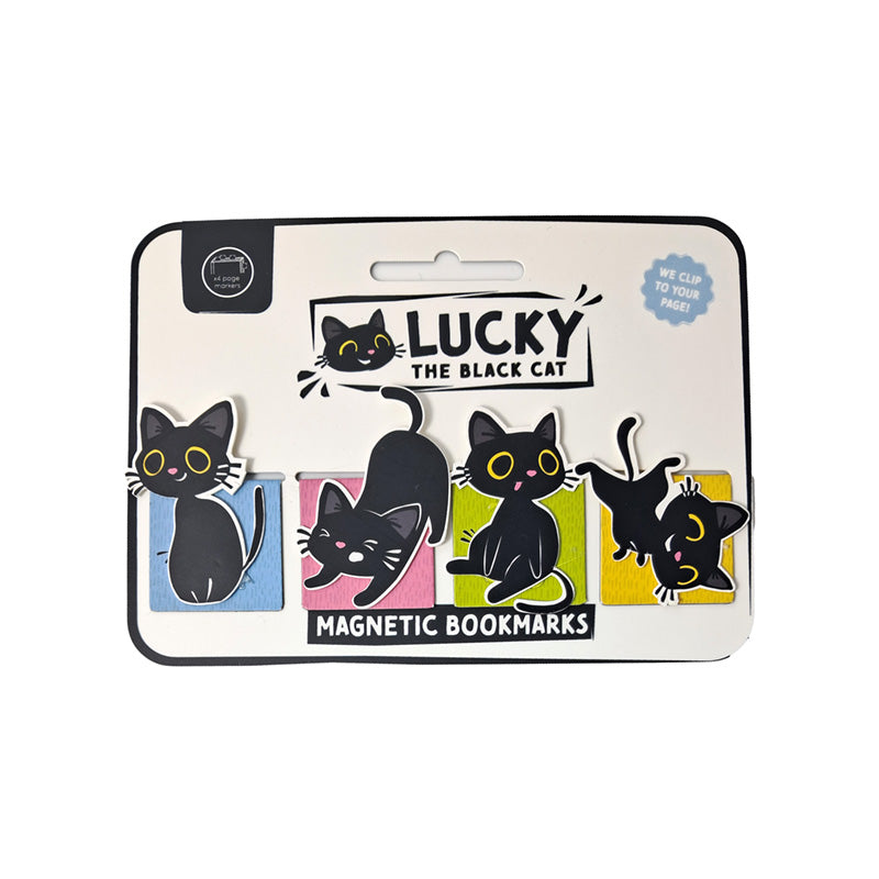 Close-up of the Lucky the Black Cat Magnetic Bookmarks