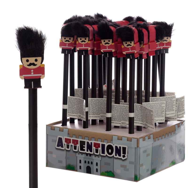 Fun Guardsman Pencil and Eraser Set with decorative background