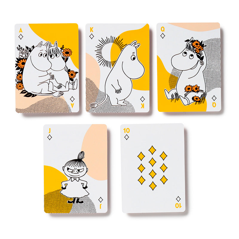 Moomin playing cards in a festive setting