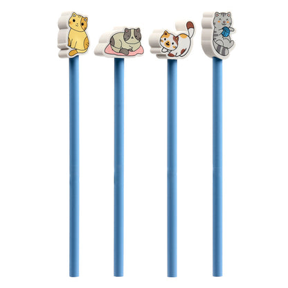 Close-up of Cute Kitty Cat Pencil & Eraser Topper