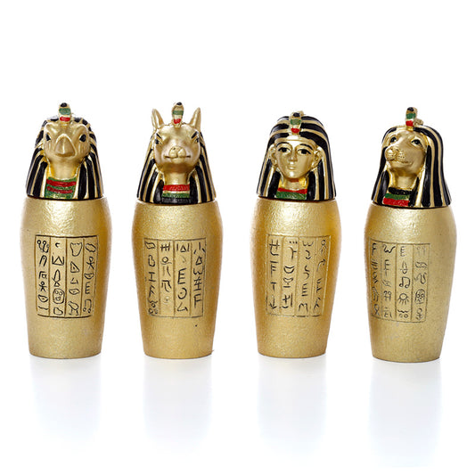 Gold Egyptian Canopic Jar Trinket Box - Front View