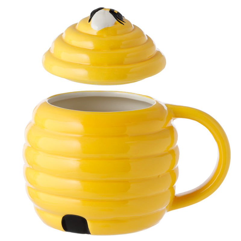 Beehive Shaped Ceramic Mug with Lid - Top View