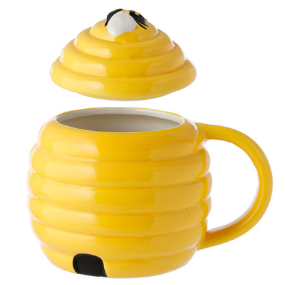 Beehive Shaped Ceramic Mug with Lid - Top View