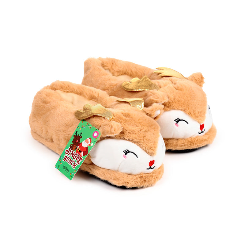 Jingle Bunch Christmas Reindeer Plush Slippers