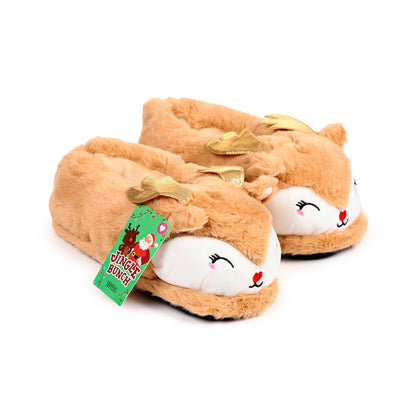 Jingle Bunch Christmas Reindeer Plush Slippers