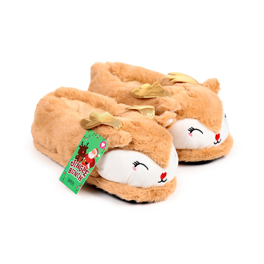 Jingle Bunch Christmas Reindeer Plush Slippers