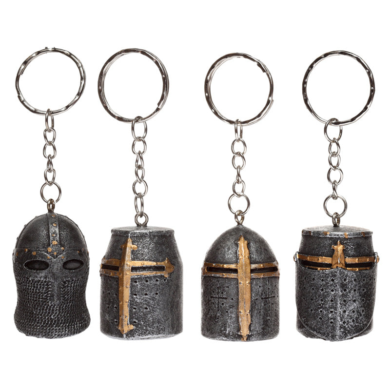 Medieval Knight Helmet Novelty Keyring - Front View
